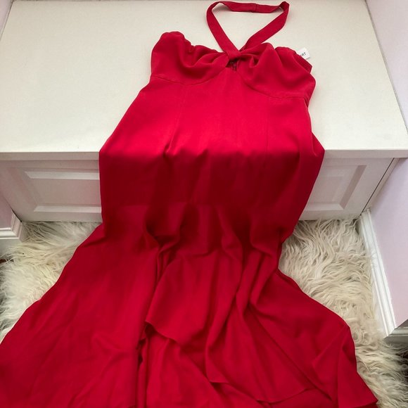 JILL JILL STUART TWIST NECK HIGH-LOW HALTER DRESS - Picture 5 of 9